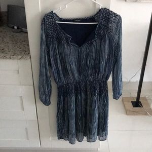 Boho Blue Dress with Elastic Waste